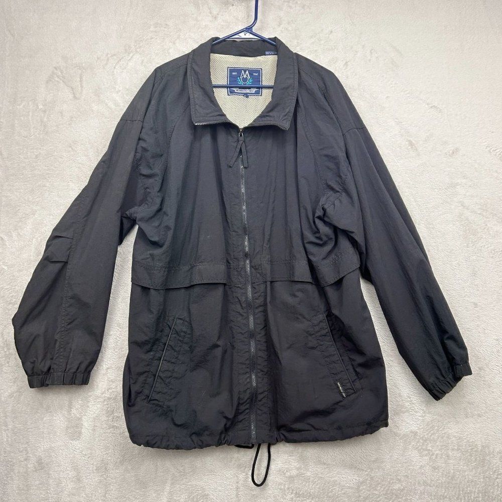 Vintage Members Only Mens Black Nylon Windbreaker Draw Waist Jacket Coat Sz XL